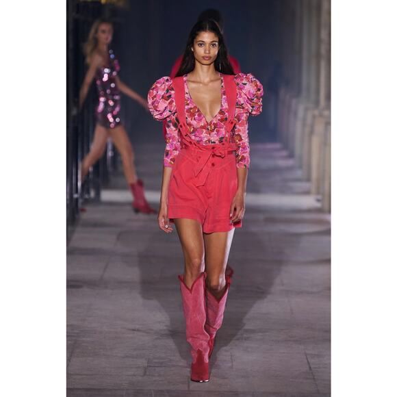 Isabel Marant Flink Suspender Shorts Pink Size Medium High Rise Chic Sexy Loose - Picture 3 of 16